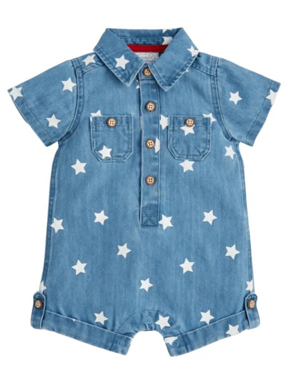 Mud Pie Blue Star Chambray Short-Sleeve One-Piece